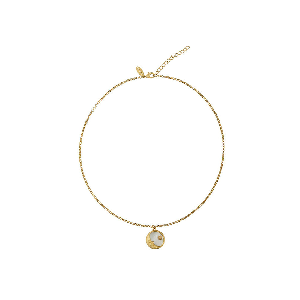 ZARIIN Gold Dipped Magic of The Moon Pendant Necklace