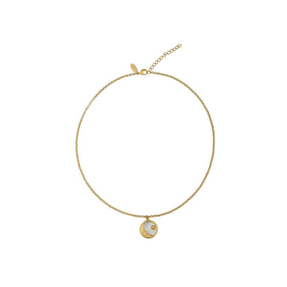 ZARIIN Gold Dipped Magic of The Moon Pendant Necklace