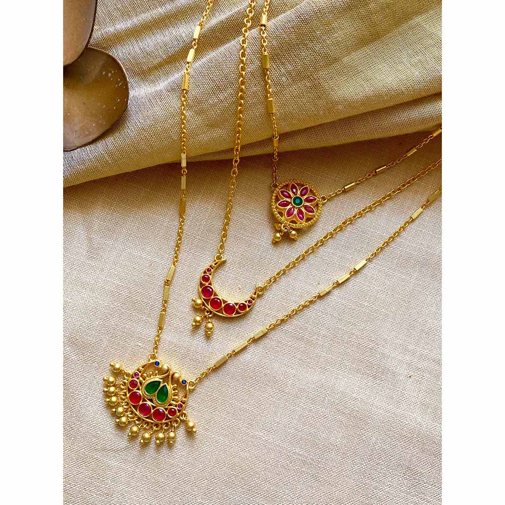 ZARIIN Moon and Blooms Layered Necklace