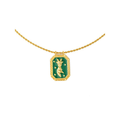 ZARIIN Capricorn Zodiac Tablet Reversible Necklace With Garnet