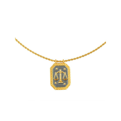 ZARIIN Libra Zodiac Tablet Reversible Necklace With Opal