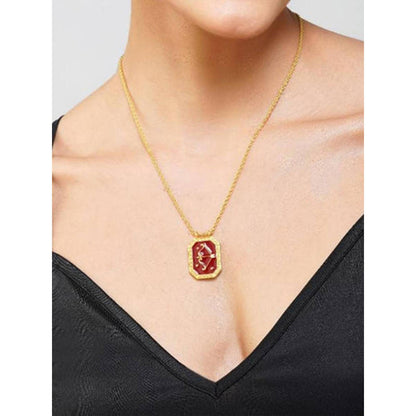 ZARIIN Sagittarius Zodiac Tablet Reversible Necklace With Blue Topaz