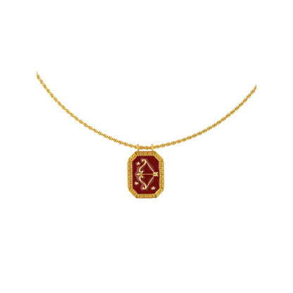 ZARIIN Sagittarius Zodiac Tablet Reversible Necklace With Blue Topaz