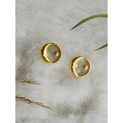 ZARIIN Moon Earrings With Mother Of Pearl