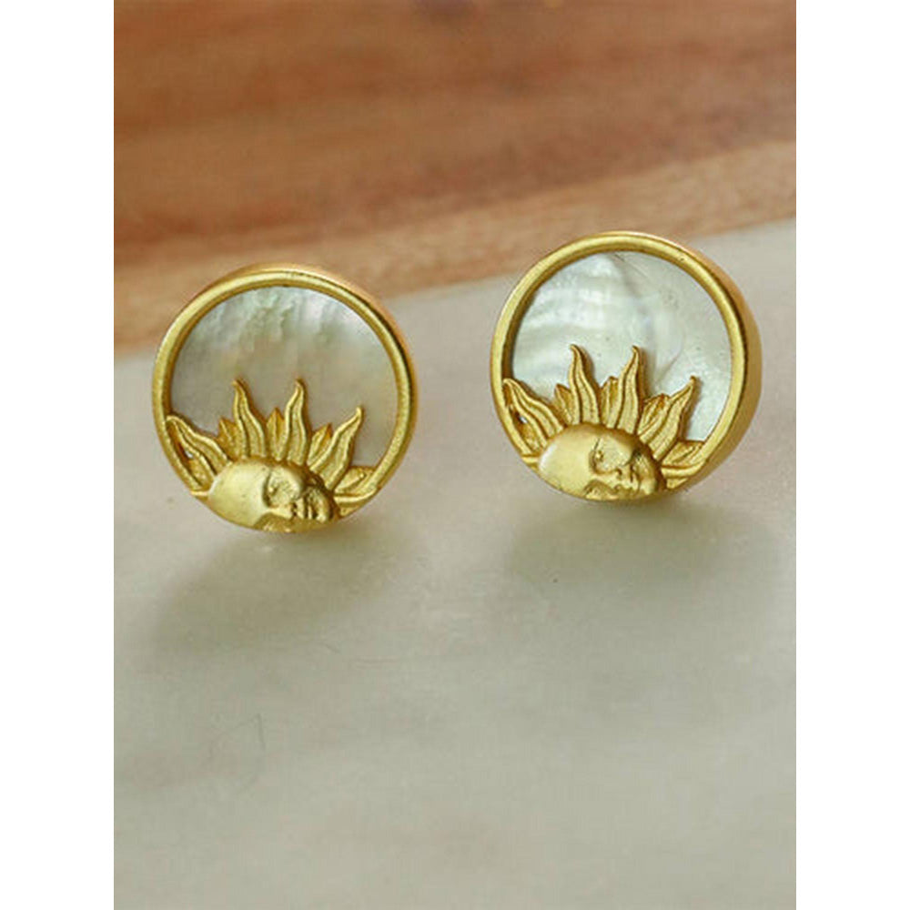 ZARIIN Sun Earrings With Mother Of Pearl
