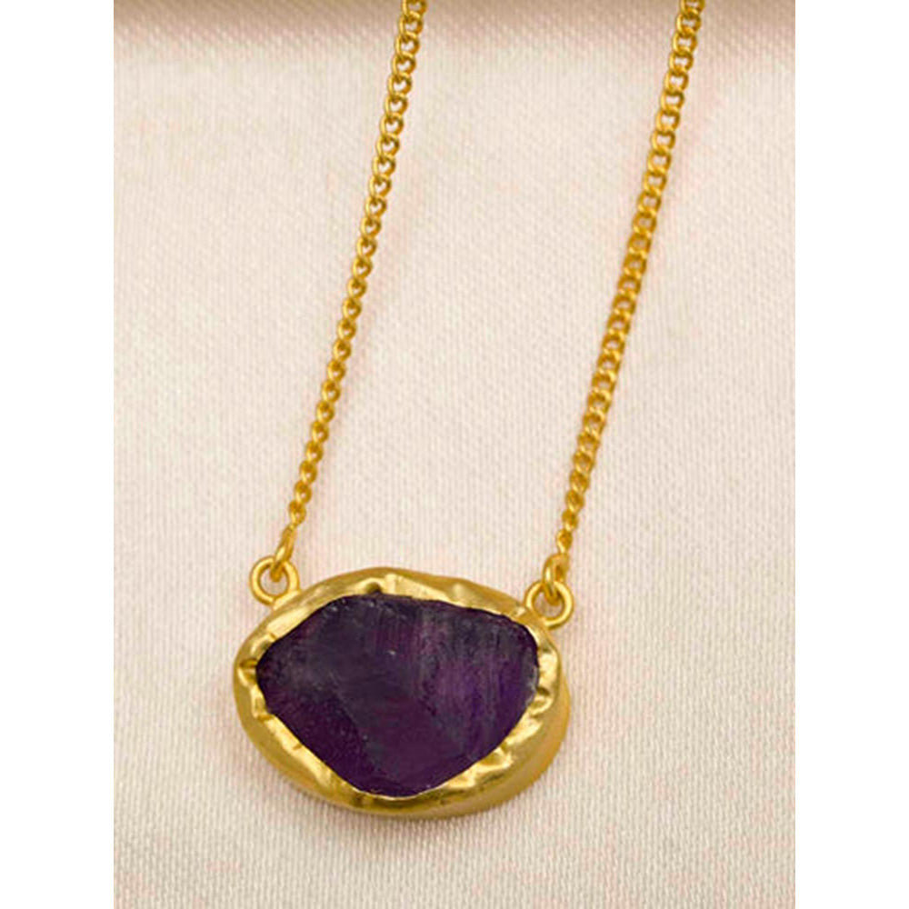 ZARIIN A Touch Of Amethyst Stone Gold Necklace