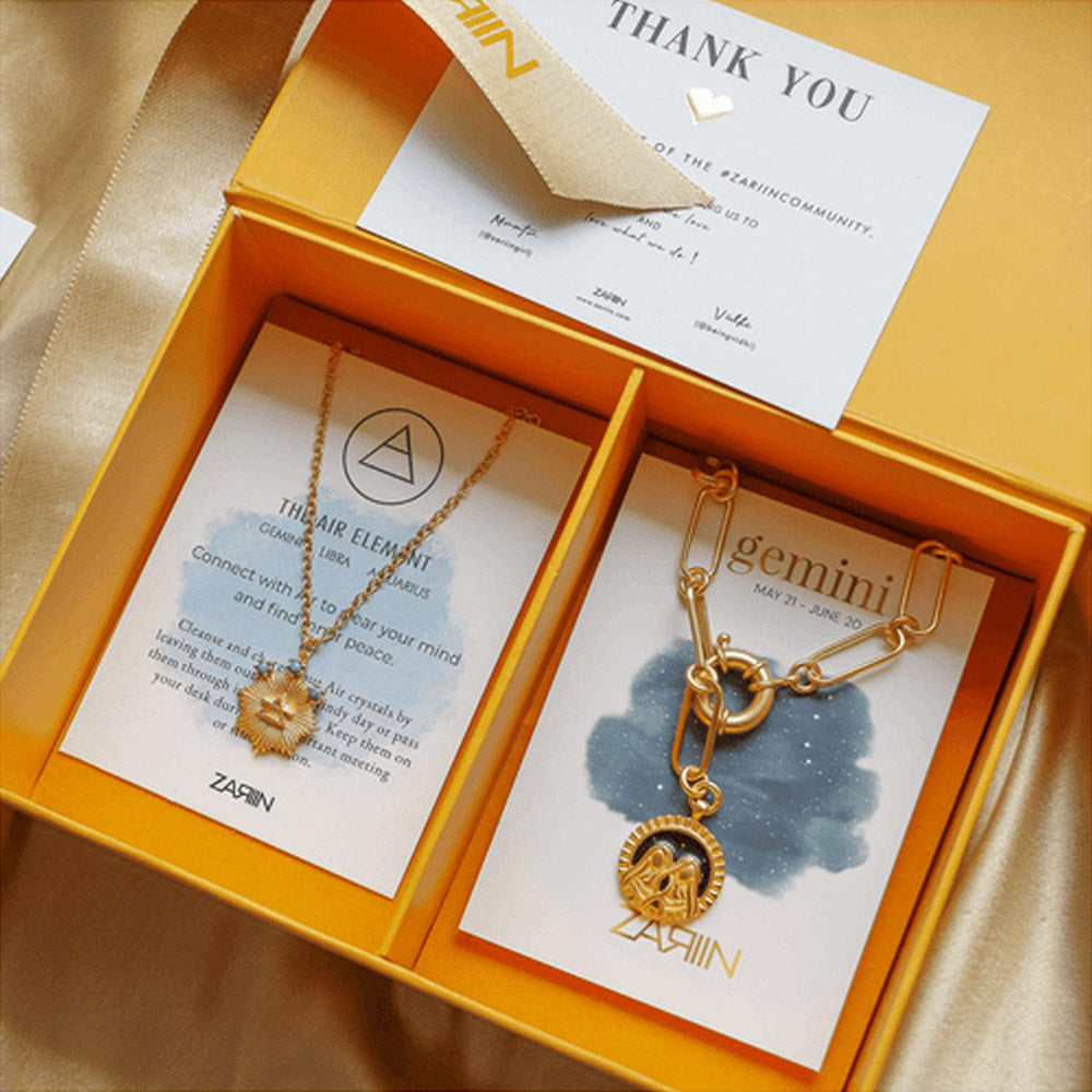 ZARIIN Gemini And Air Zodiac Necklaces Giftbox