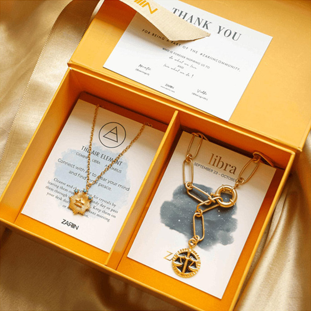ZARIIN Libra And Air Zodiac Necklaces Giftbox