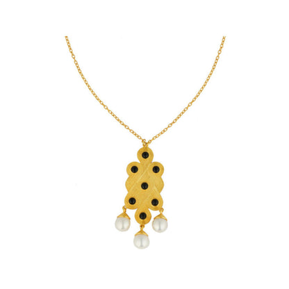 ZARIIN Onwards And Upwards' Black Onyx And Pearl Pendant Necklace