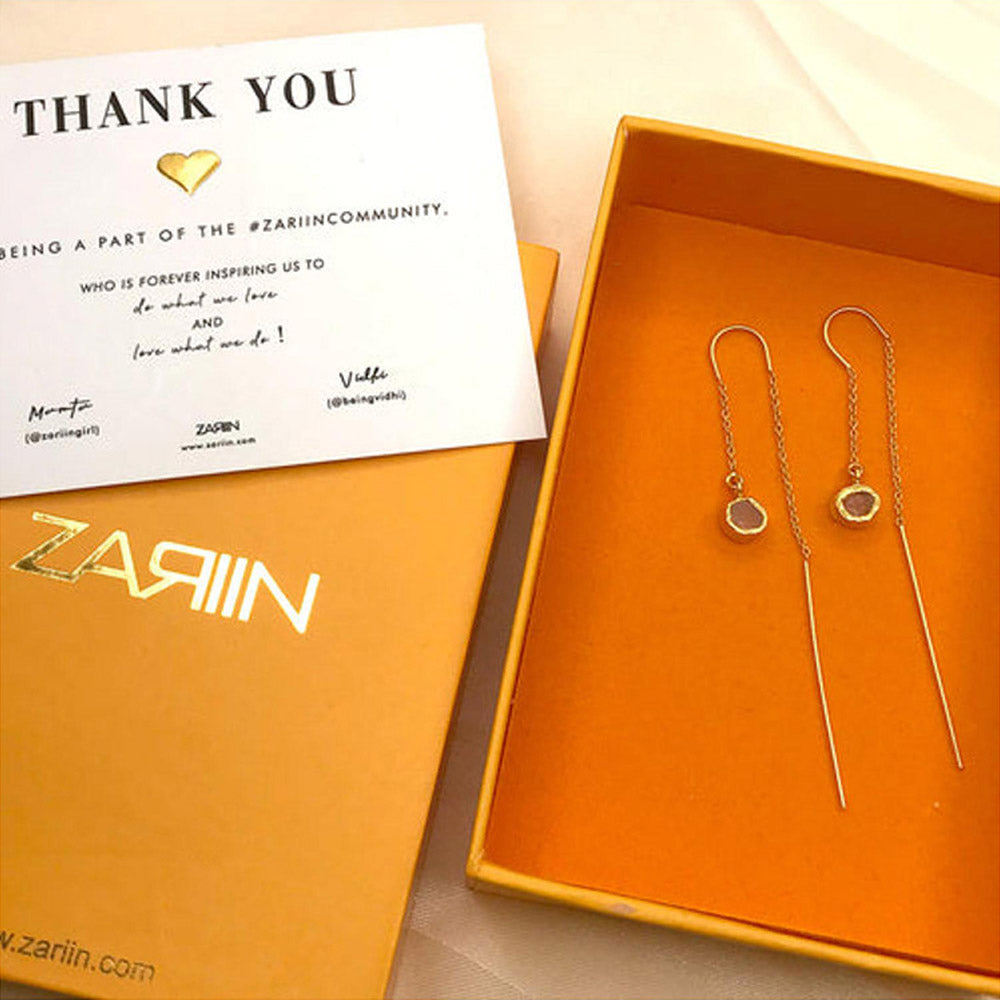 ZARIIN Drop Of Rose Quartz Earrings