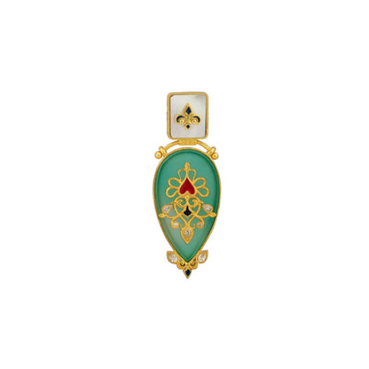 ZARIIN Grandma'S Treasure Green Onyx Statement Earrings