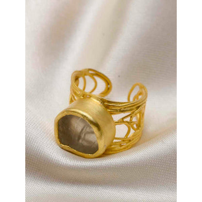 ZARIIN Mesh Of Life Ring, In Uncut Green Amethyst