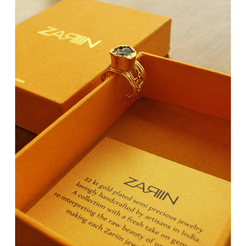 ZARIIN Mesh Of Life Ring, In Uncut Green Amethyst