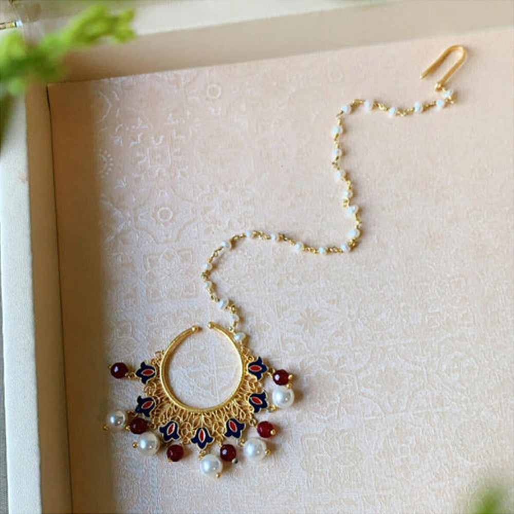 ZARIIN Flower Burst Pearl Nath