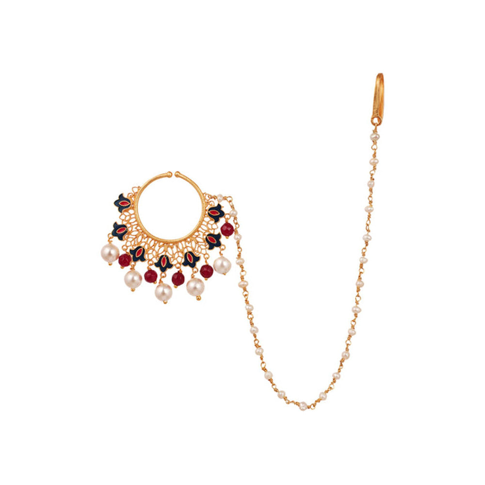 ZARIIN Flower Burst Pearl Nath