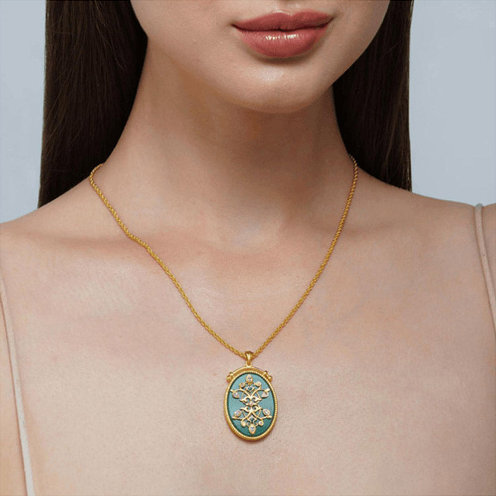 ZARIIN Reflection Of You Green Onyx Pendant Necklace