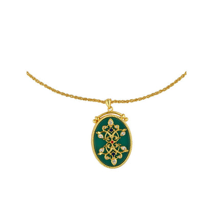 ZARIIN Reflection Of You Green Onyx Pendant Necklace