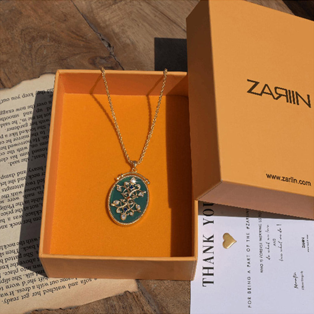 ZARIIN Reflection Of You Green Onyx Pendant Necklace