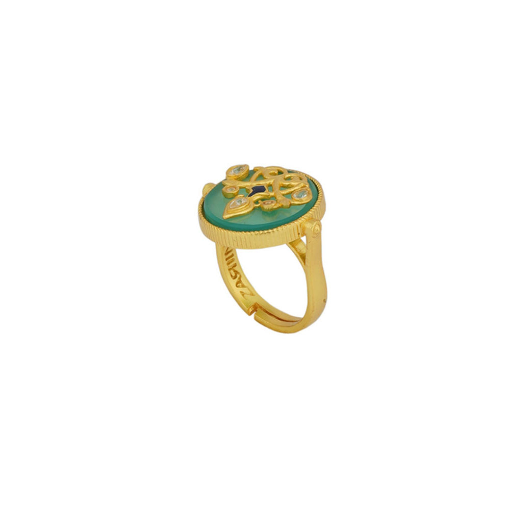 ZARIIN Reflection Of You Green Onyx Statement Ring