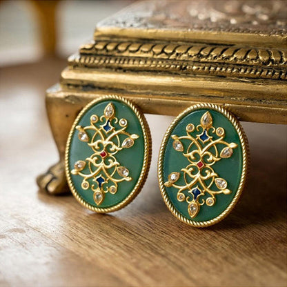 ZARIIN Reflection Of You Green Onyx Stud Earrings