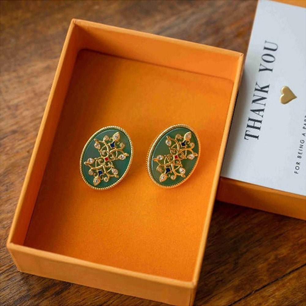 ZARIIN Reflection Of You Green Onyx Stud Earrings