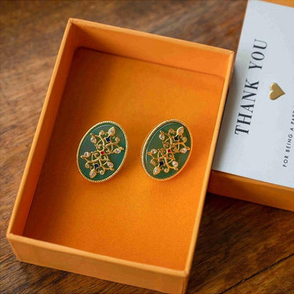 ZARIIN Reflection Of You Green Onyx Stud Earrings