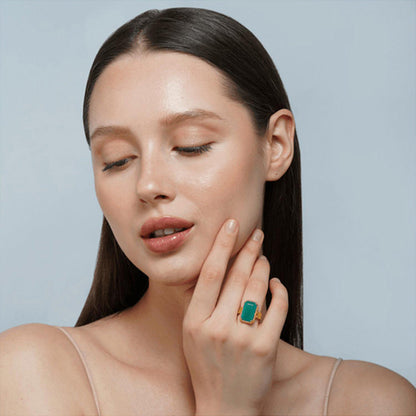 ZARIIN Style Never Fades Green Onyx Ring