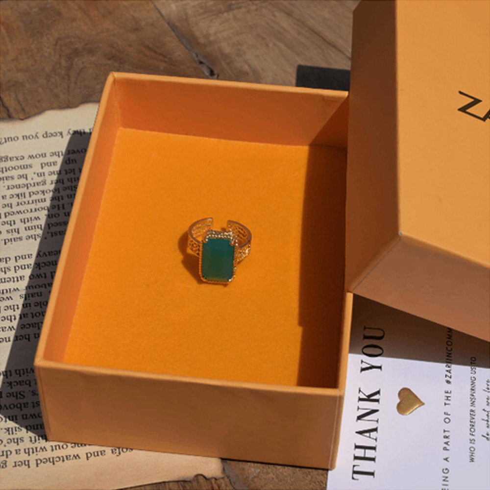 ZARIIN Style Never Fades Green Onyx Ring