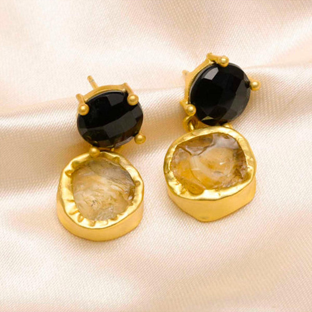 ZARIIN The Charcoal And Fire Gold Earrings