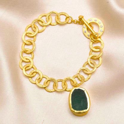 ZARIIN The Gorgeous Slip It On Green Gold Bracelet