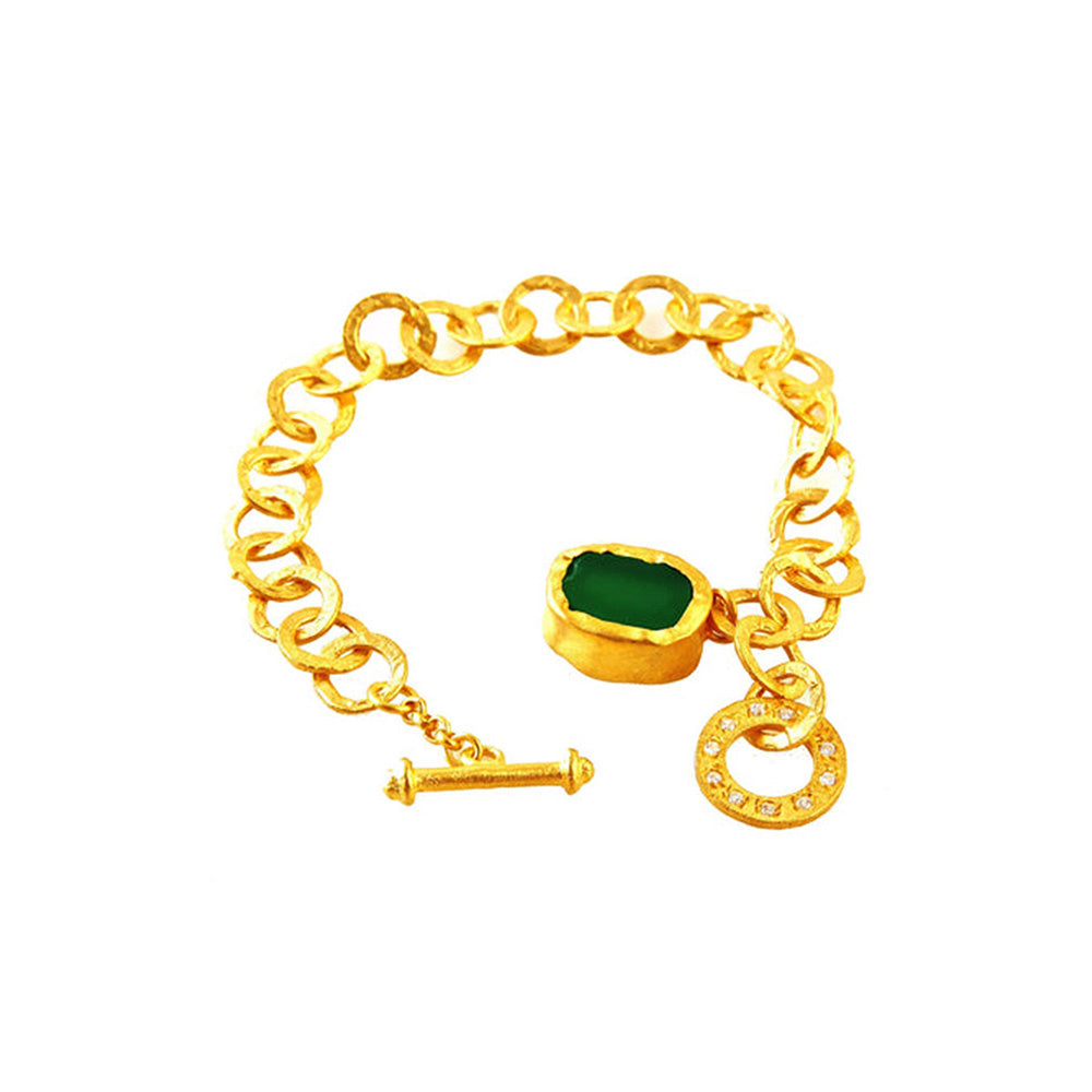 ZARIIN The Gorgeous Slip It On Green Gold Bracelet
