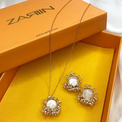 ZARIIN Vintage Pearls Earrings And Pendant Gift Box