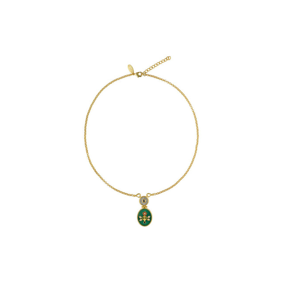 ZARIIN Vintage Queen Green Onyx Pendant Necklace