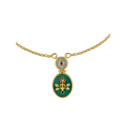 ZARIIN Vintage Queen Green Onyx Pendant Necklace