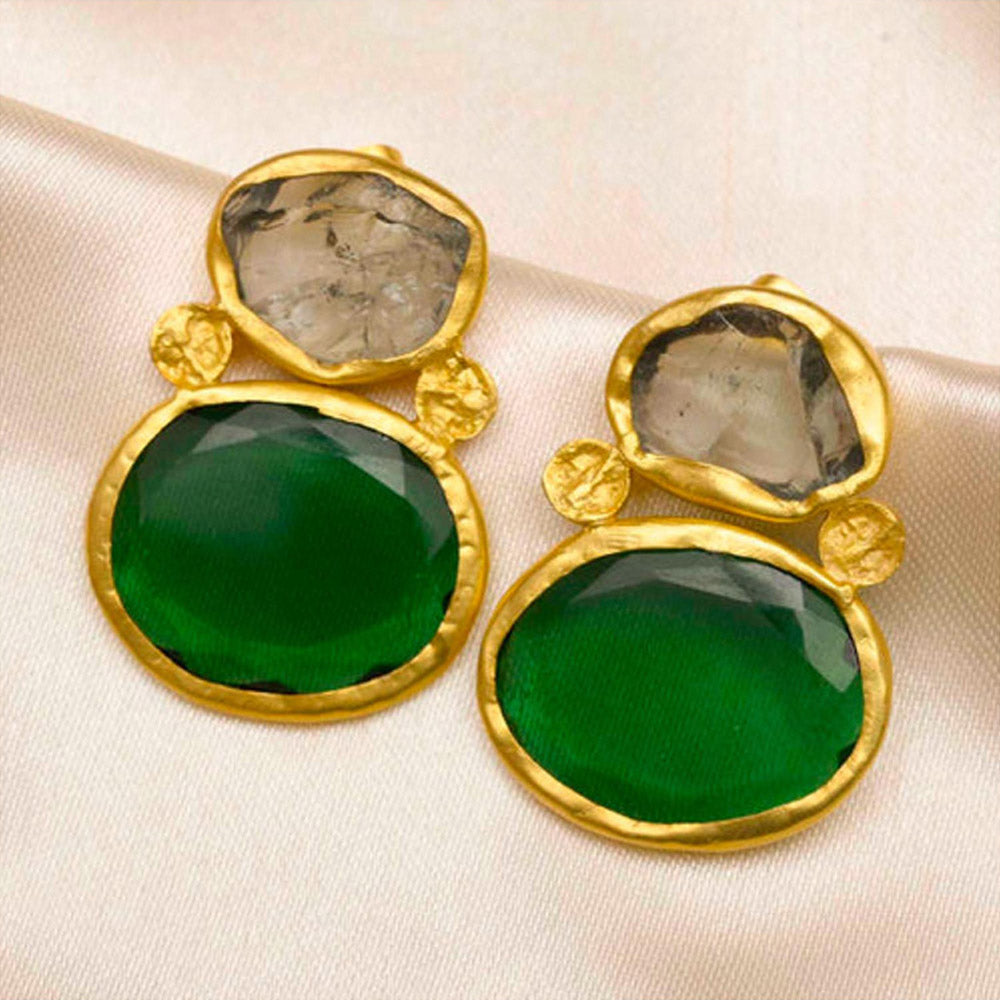 ZARIIN Wear Pray Love Green Amethyst Green Quartz Earrings