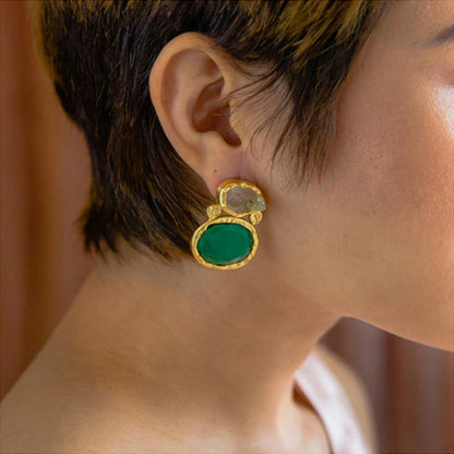ZARIIN Wear Pray Love Green Amethyst Green Quartz Earrings