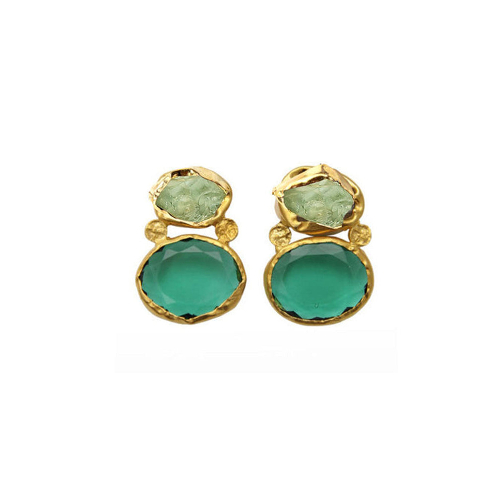 ZARIIN Wear Pray Love Green Amethyst Green Quartz Earrings