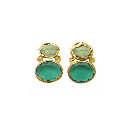ZARIIN Wear Pray Love Green Amethyst Green Quartz Earrings