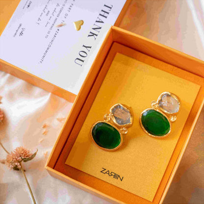 ZARIIN Wear Pray Love Green Amethyst Green Quartz Earrings