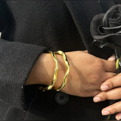 ZARIIN Power In Gold Stacking Bangles - Set Of 2