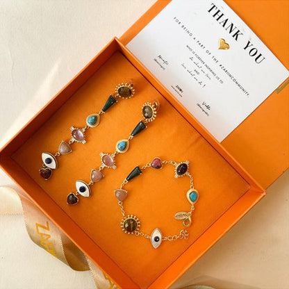ZARIIN Feel Good Statement Earrings And Bracelet Set