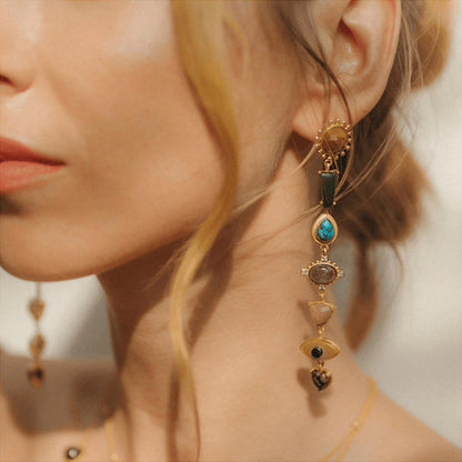 ZARIIN Chakra Story Statement Earrings And Necklace Set