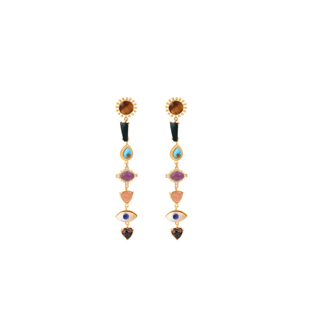 ZARIIN Chakra Story Statement Earrings And Necklace Set