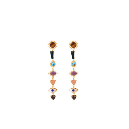 ZARIIN Chakra Story Statement Earrings And Necklace Set