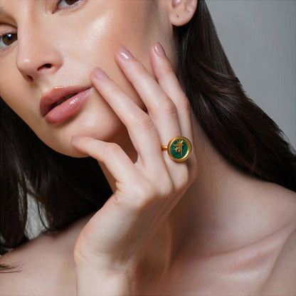 ZARIIN Ma Mothers Necklace And Ring With Malachite