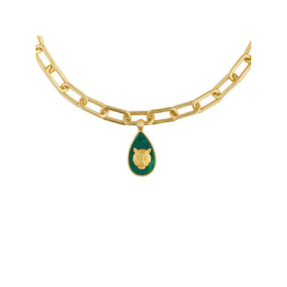 ZARIIN Tigris Charm Gift Box -Tiger Necklace And Ring With Malachite