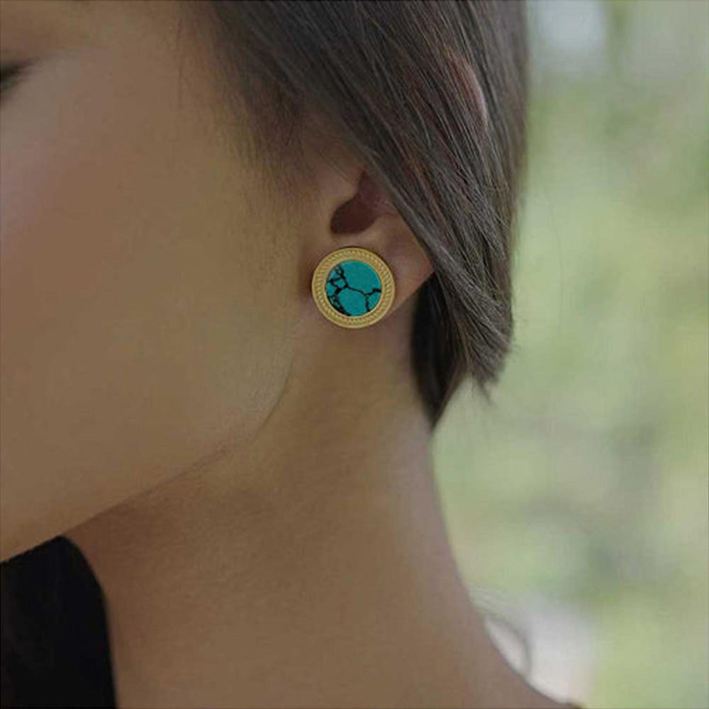 ZARIIN Harmony Pendant Necklace And Stud Earrings Set - Turquoise