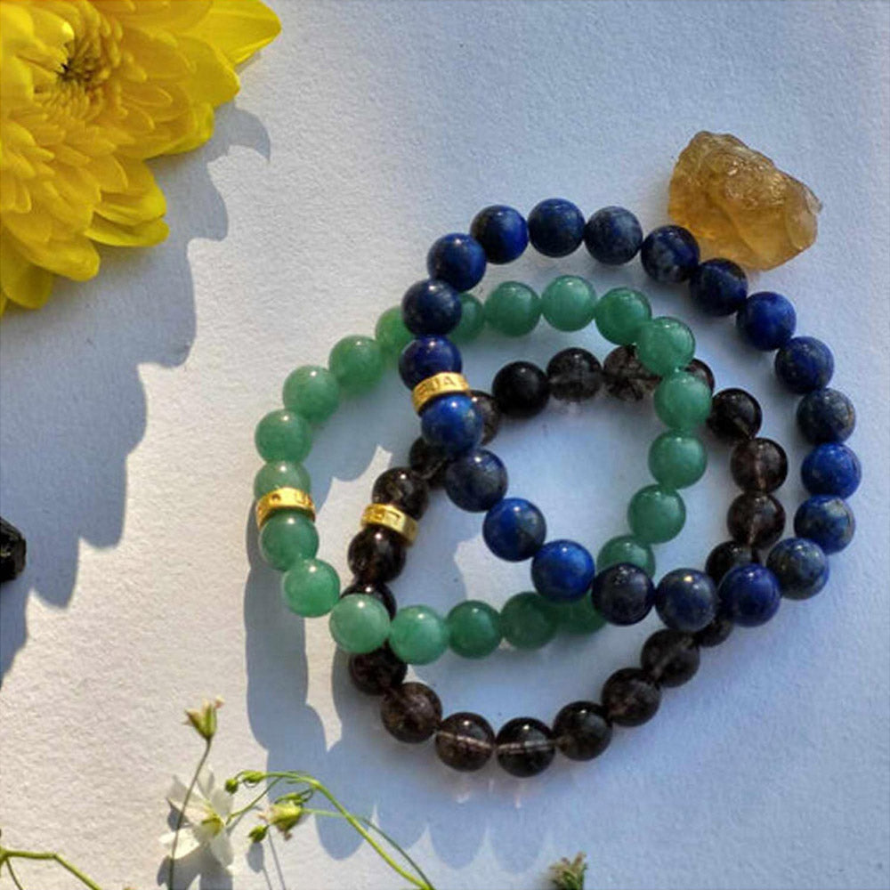 ZARIIN Bracelet Set For Success In Academics, Luck And Victories - Green Aventurine