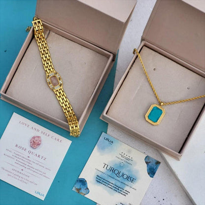 ZARIIN Power Of Love Crystals Giftbox - Rose Quartz And Turquoise For Love