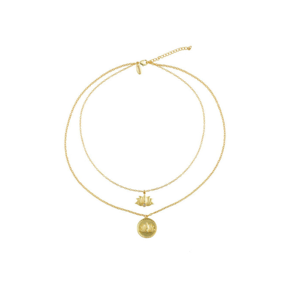 ZARIIN Daily Reminder Lotus Power Layers(Set Of 2 Necklaces)